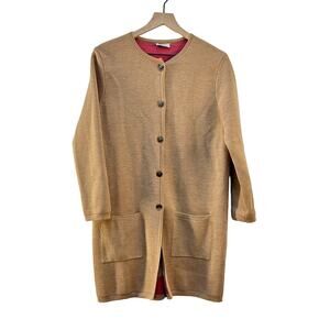 Rosso35 Merino Wool Sweater Jacket Coat Camal Tan Button Front 42 US 6 Italy